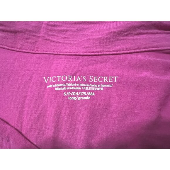 Victoria's Secret Hot Pink Collared Soft Sleep Shirt Sz Small Womens Long Sleeve - Picture 3 of 13